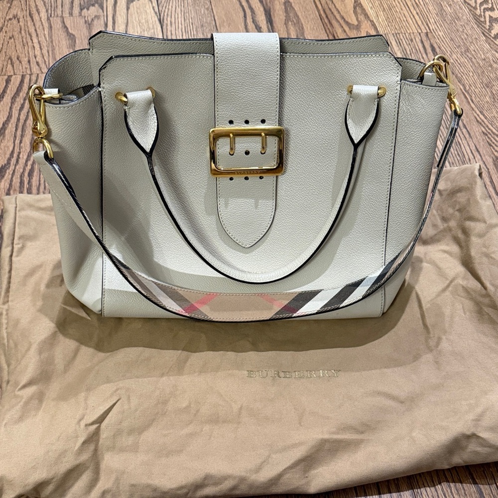 Burberry Cream Satchel with Gold Accents